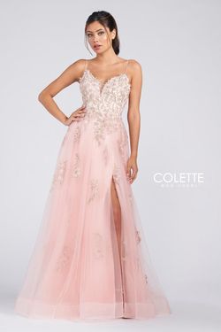 Style CL12207 Mon Cheri Pink Size 6 Floor Length Black Tie Embroidery Tall Height Side slit Dress on Queenly