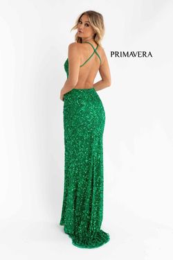 Style 3295 Primavera Green Size 0 Floor Length Side slit Dress on Queenly
