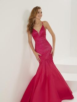 Style 16940 Christina Wu Pink Size 4 Spaghetti Strap Satin Silk V Neck Mermaid Dress on Queenly