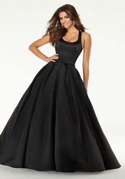 Style 45025 MoriLee Black Size 26 Silk Tall Height Plus Size Floor Length Ball gown on Queenly