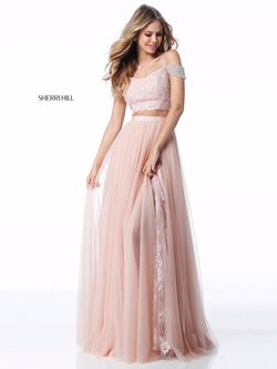 Style 51771 Sherri Hill Pink Size 2 Black Tie Lace Straight Dress on Queenly