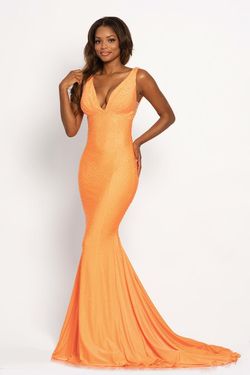 Style 9213 Johnathan Kayne Orange Size 0 Black Tie Coral Jersey Mermaid Dress on Queenly