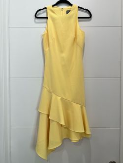 Theia Yellow Size 2 Midi Free Shipping Cocktail Dress on Queenly