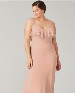Kleinfeld Nude Size 24 Tulle Peach Ruffles A-line Dress on Queenly