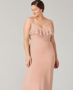 Kleinfeld Nude Size 12 Tulle Peach Ruffles A-line Dress on Queenly