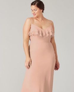 Kleinfeld Nude Size 14 Tulle Peach Ruffles A-line Dress on Queenly