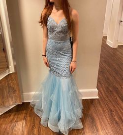 Camille La Vie Blue Size 4 Prom Black Tie Mermaid Dress on Queenly
