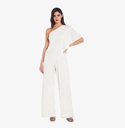 Adrianna Papell White Size 6 Interview Summer Jumpsuit Dress on Queenly