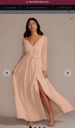 David's Bridal Pink Size 22 Floor Length Plus Size Side slit Dress on Queenly