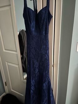 Sherri Hill Blue Size 0 Pageant Military Mermaid Dress on Queenly
