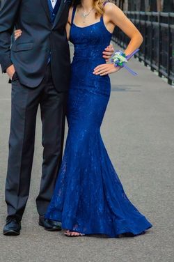 Sherri Hill Blue Size 0 Free Shipping Prom Black Tie Mermaid Dress on Queenly