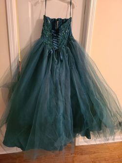 Mori Lee Green Size 18 Black Tie Ball gown on Queenly