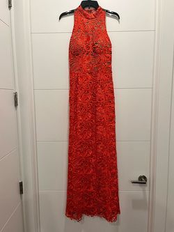 PatBO Red Size 10 Black Tie Straight Dress on Queenly