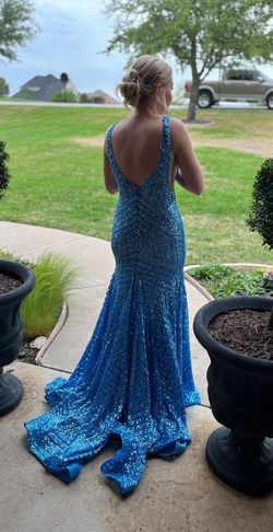 Jovani Blue Size 0 Appearance Liquid Beaded Prom Mermaid Dress on Queenly