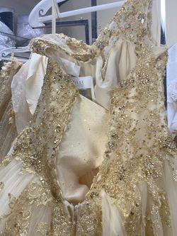 Mori Lee Gold Size 10 Free Shipping Floor Length Ball gown on Queenly