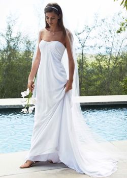David's Bridal White Size 6 70 Off Floor Length Train Dress on Queenly
