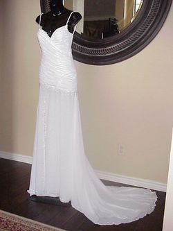 Style C2008ad ruched chiffon evening gown by Darius Cordell Pageant Wear Darius Cordell White Size 6 Tulle Floor Length Side slit Dress on Queenly