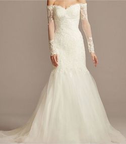David's Bridal White Size 14 Wedding Floor Length Mermaid Dress on Queenly