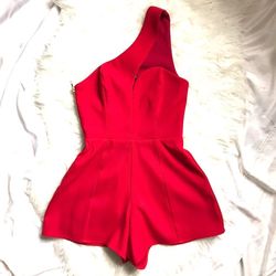 Revolve Red Size 2 Floor Length One Shoulder 50 Off Jumpsuit Dress on Queenly