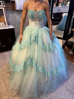 Style V-76-376 Ragazza Green Size 6 Floor Length Ball gown on Queenly