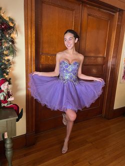 Sherri Hill Purple Size 2 Floor Length Cocktail Dress on Queenly