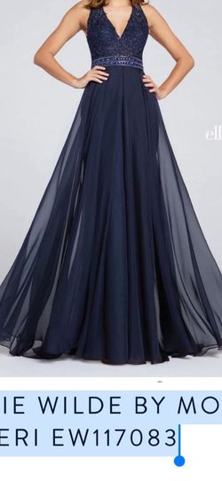 Ellie Wilde Blue Size 8 Prom Train Dress on Queenly