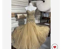Sherri Hill Gold Size 2 Floor Length Pageant 70 Off Side slit Dress on Queenly