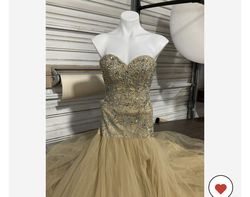 Sherri Hill Gold Size 2 Pageant 50 Off Free Shipping Side slit Dress on Queenly