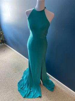 Sherri Hill Blue Size 2 Teal Prom Side slit Dress on Queenly