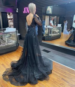Jovani Black Tie Size 0 Floral Jumpsuit Dress on Queenly