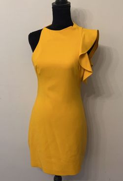 Black Halo Yellow Size 8 Pageant Interview Cocktail Dress on Queenly