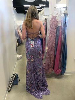 Sherri Hill Purple Size 4 Black Tie Tall Height Prom Straight Dress on Queenly