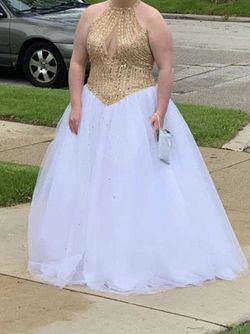 Mori Lee Gold Size 16 Prom Short Height Ball gown on Queenly