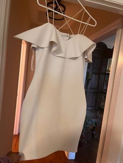 guess White Size 4 Summer Midi Bachelorette Cocktail Dress on Queenly
