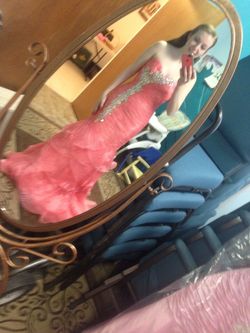 Jovani Pink Size 4 Black Tie Mermaid Dress on Queenly