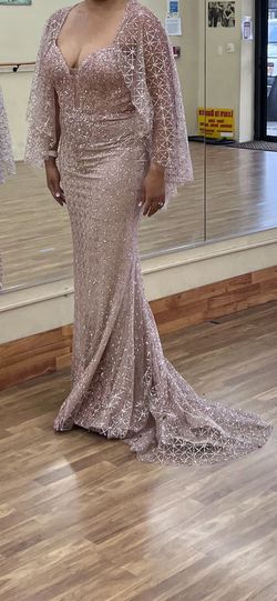 Portia and Scarlett Pink Size 14 Rose Gold Plus Size Floor Length Train Dress on Queenly