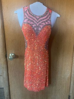 Primavera Orange Size 6 Midi Homecoming Pageant Cocktail Dress on Queenly
