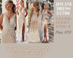 Style 55796 Jovani  White Size 2 Floor Length Ivory Mermaid Dress on Queenly