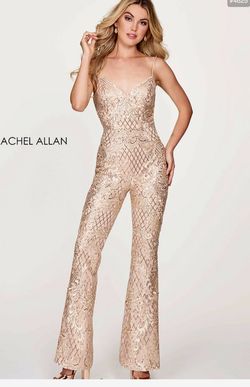 Rachel Allan Gold Size 2 Floor Length Jumpsuit Dress on Queenly
