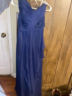 David's Bridal Blue Size 12 Floor Length Plus Size Straight Dress on Queenly