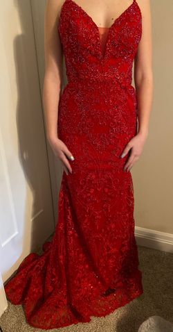 Camille La Vie Red Size 6 Prom Ball gown on Queenly