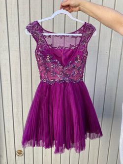 Sherri Hill Purple Size 0 Midi Cocktail Dress on Queenly