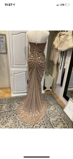 Adrianna Papell Gold Size 4 Floor Length Red Carpet Mermaid Dress on Queenly