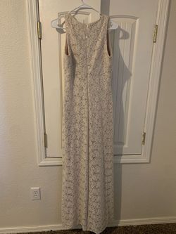 Nightway White Size 4 Military Lace Floor Length Tall Height Straight Dress on Queenly