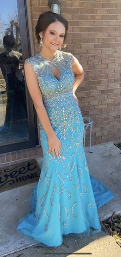 Rachel Allan Blue Size 2 Floor Length Mermaid Dress on Queenly