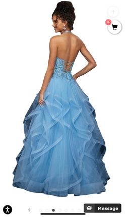 Sherri Hill Blue Size 10 High Neck Floor Length Ball gown on Queenly