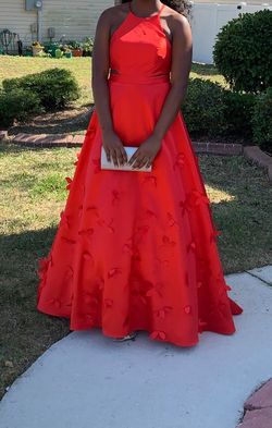 B. Darlin Red Size 14 Prom Plus Size Floor Length Train Dress on Queenly