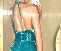 Ashley Lauren Blue Size 2 Custom Floor Length Pageant Side slit Dress on Queenly