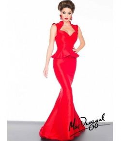 Mac Duggal Red Size 6 Military Floor Length Mermaid Dress on Queenly