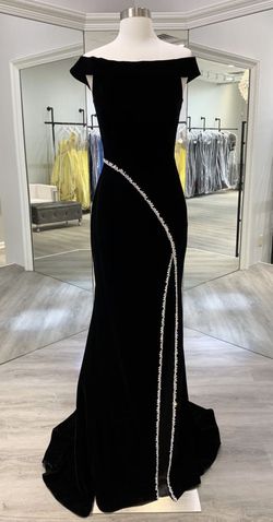 Sherri Hill Black Size 4 Floor Length Velvet Side slit Dress on Queenly